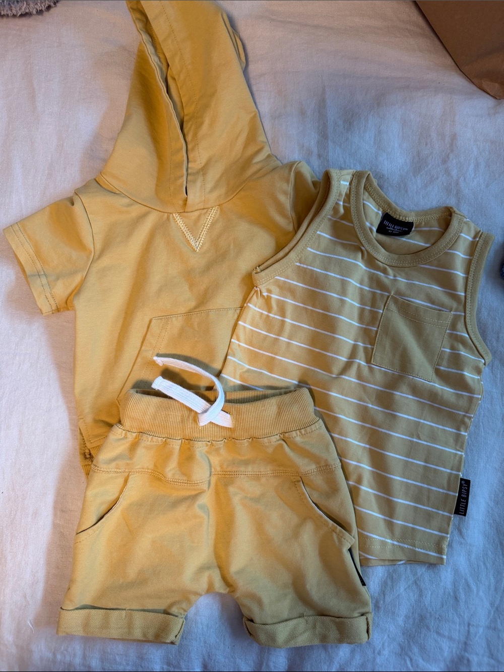 3-Piece little Bipsy Mustard Yellow Toddler Summer Set
